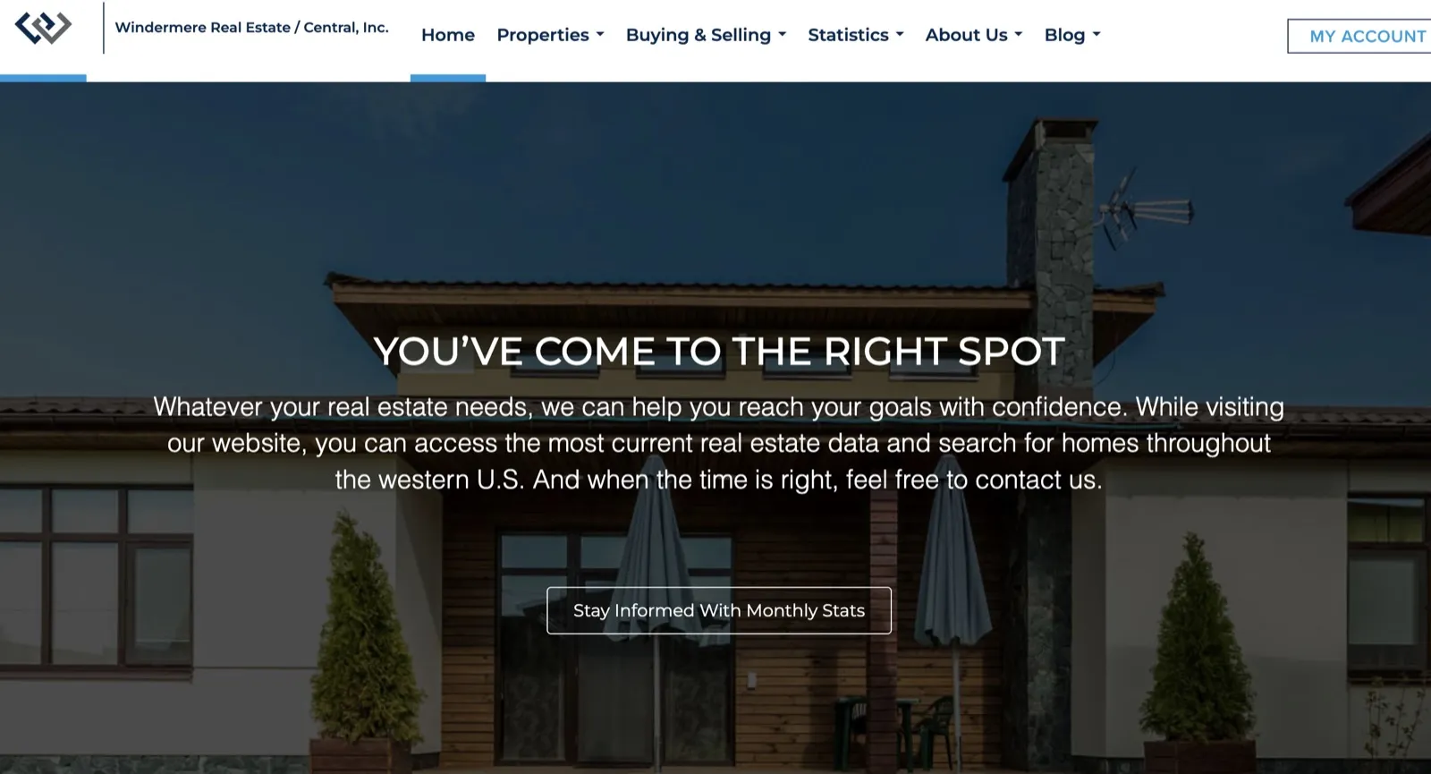 Samantha's old website: a brokerage template that opens with “You've come to the right spot.”