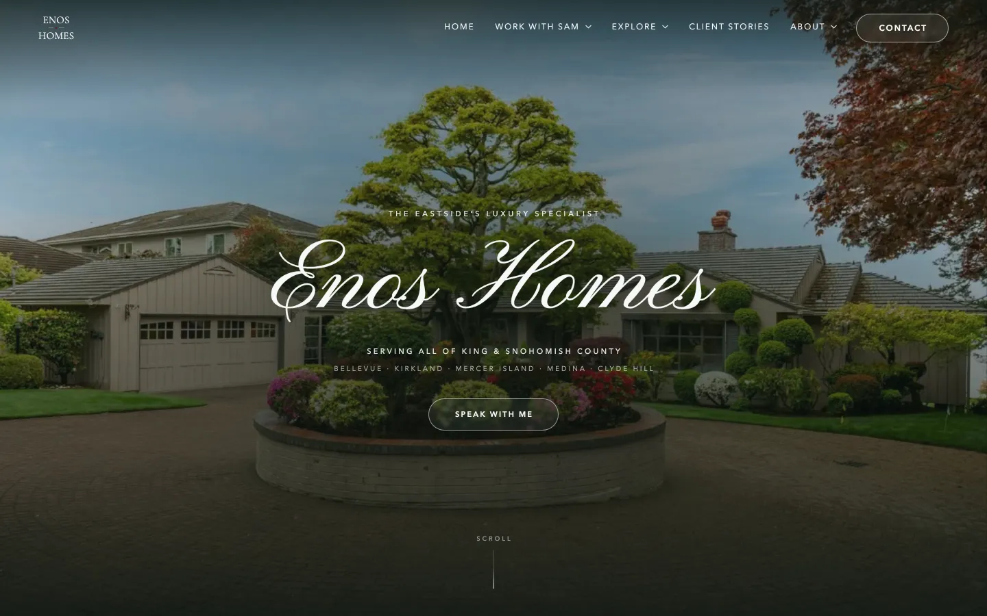 Her new website, Enos Homes: a luxury home under the line “The Eastside's luxury specialist.”